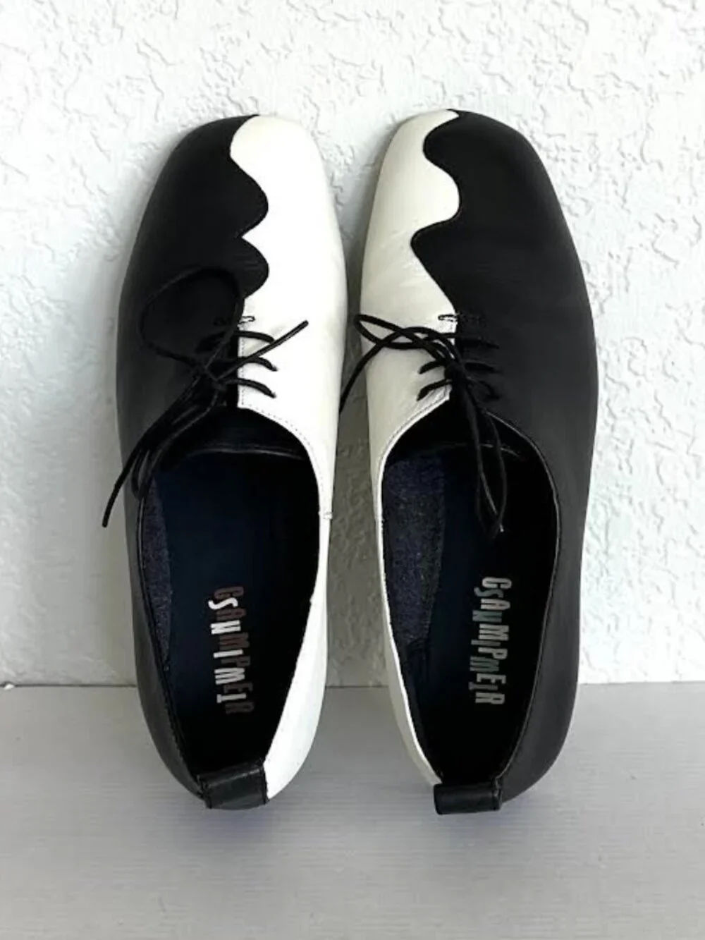 Camper CamperLab Twins Black & White Lace Up Light Weight Shoe Art To Wear